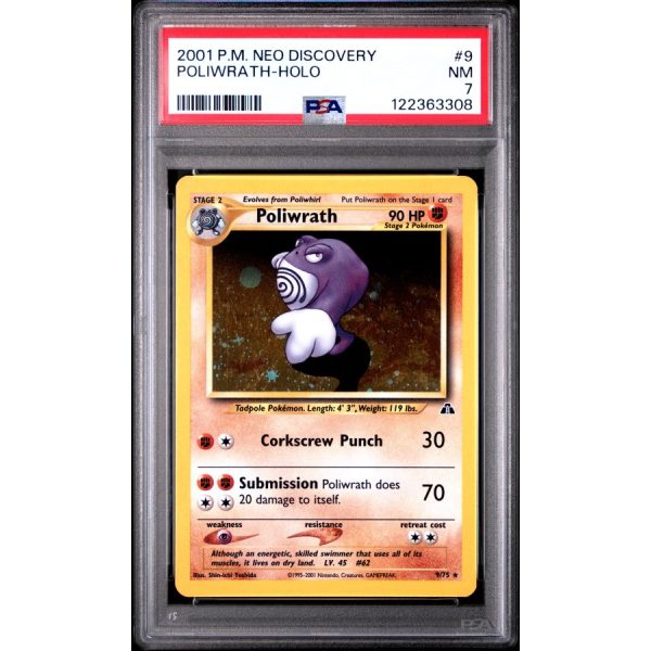 Poliwrath-Holo - Neo Discovery - English 2001 - #9 - PSA NM 7 - Pokemon Graded Card