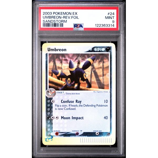 Umbreon-Rev.foil - EX Sandstorm - English 2003 - #24 - PSA MINT 9 - Pokemon Graded Card