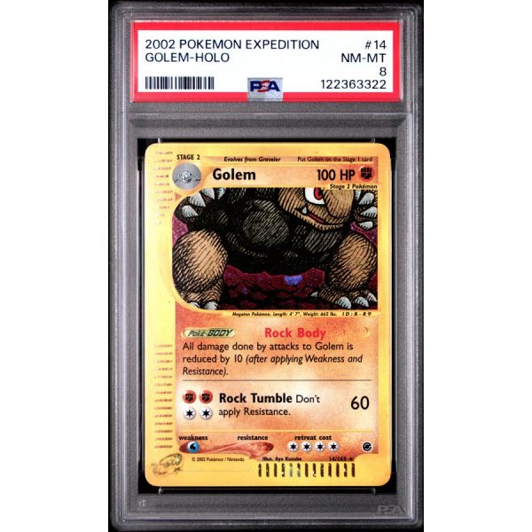 Golem-Holo - Expedition - English 2002 - #14 - PSA NM-MT 8 - Pokemon Graded Card
