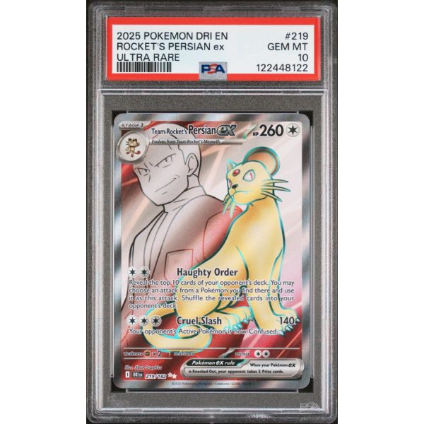 Rocket's Persian EX - Destined Rivals - English 2025 - #219 - PSA GEM MT 10 - Pokemon Graded Card