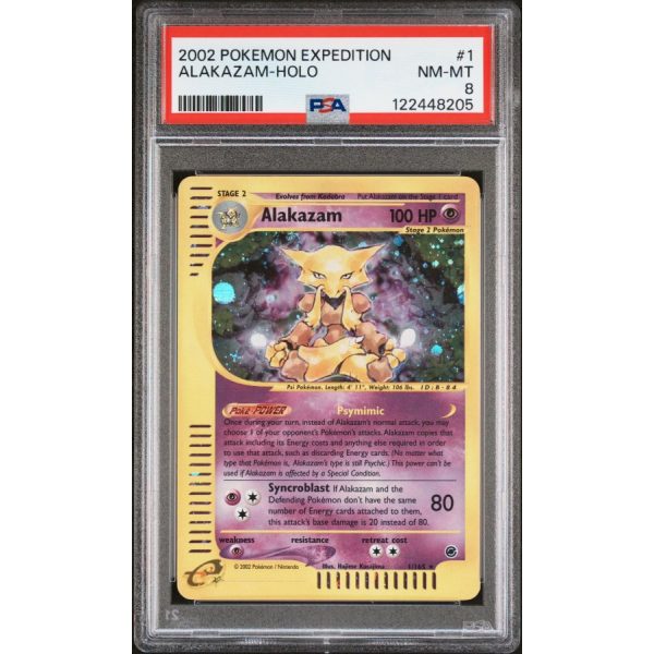Alakazam-Holo - Expedition - English 2002 - #1 - PSA NM-MT 8 - Pokemon Graded Card