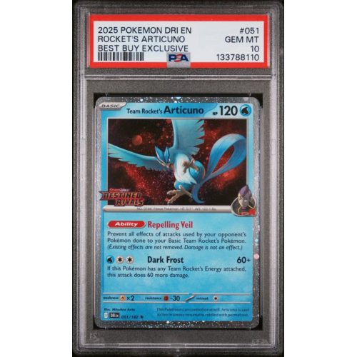 Rocket's Articuno - Destined Rivals - English 2025 - #051 - PSA GEM MT 10 - Pokemon Graded Card