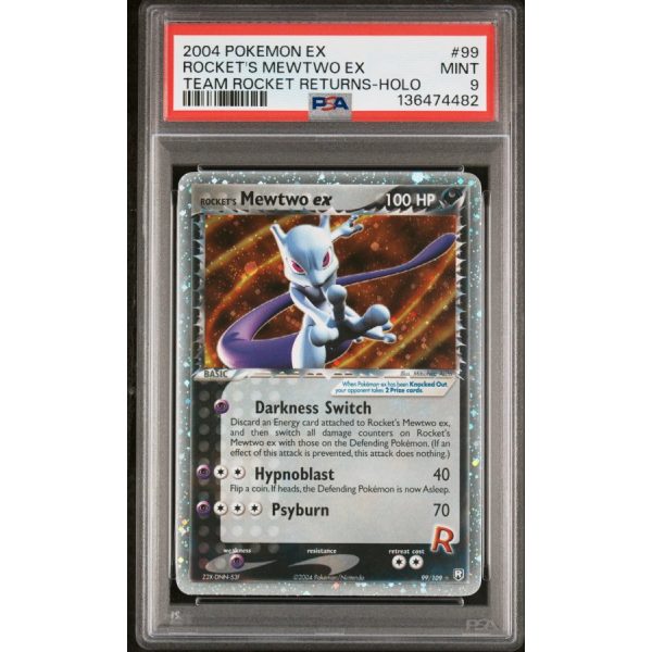 Rocket”s Mewtwo EX - EX Team Rocket Returns - English 2004 - #99 - PSA MINT 9 - Pokemon Graded Card