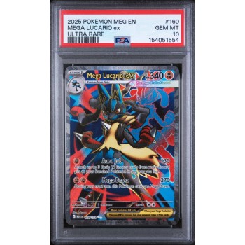 Mega Lucario EX - Mega Evolution - English 2025 - #160 - PSA GEM MT 10 - Pokemon Graded Card