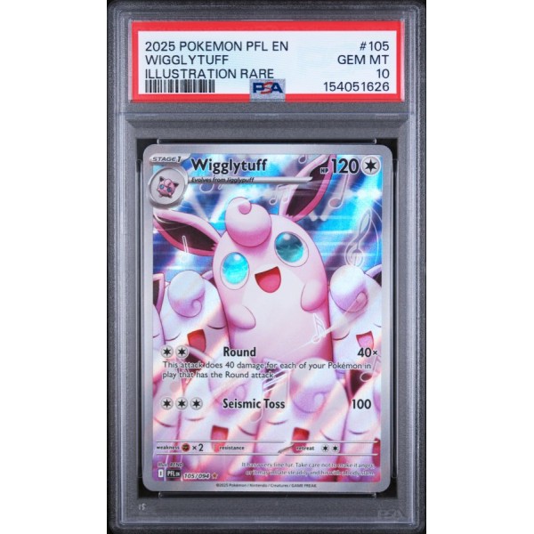 Wigglytuff - Phantasmal Flames - English 2025 - #105 - PSA GEM MT 10 - Pokemon Graded Card