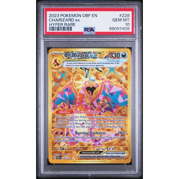 Charizard EX - Obsidian Flames - English 2023 - #228 - PSA GEM MT 10 - Pokemon Graded Card